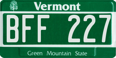 VT license plate BFF227