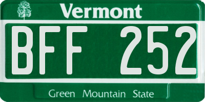 VT license plate BFF252