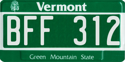 VT license plate BFF312