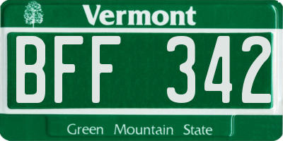 VT license plate BFF342