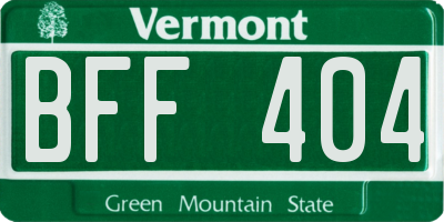 VT license plate BFF404