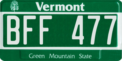 VT license plate BFF477