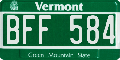 VT license plate BFF584