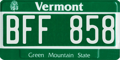 VT license plate BFF858