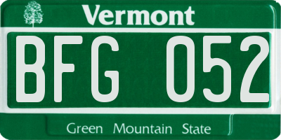 VT license plate BFG052