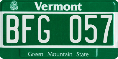 VT license plate BFG057