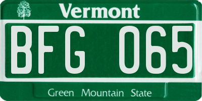 VT license plate BFG065
