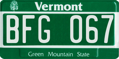 VT license plate BFG067