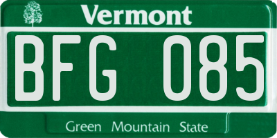 VT license plate BFG085