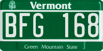 VT license plate BFG168