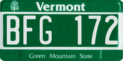 VT license plate BFG172