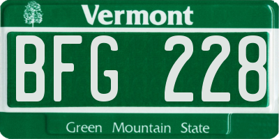 VT license plate BFG228