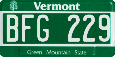 VT license plate BFG229