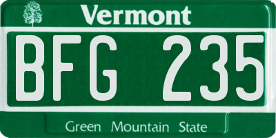 VT license plate BFG235