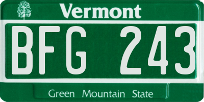 VT license plate BFG243