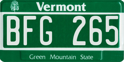 VT license plate BFG265