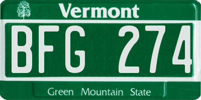 VT license plate BFG274
