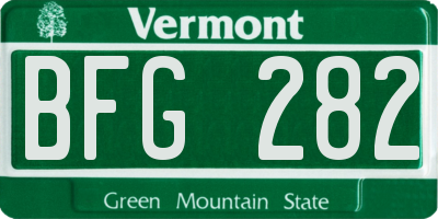 VT license plate BFG282