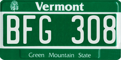 VT license plate BFG308