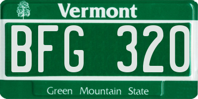 VT license plate BFG320