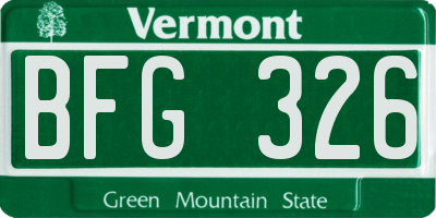 VT license plate BFG326