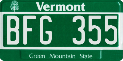 VT license plate BFG355