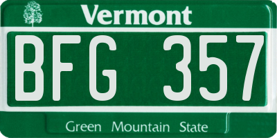 VT license plate BFG357