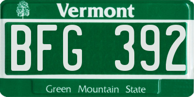 VT license plate BFG392