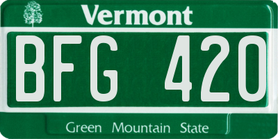 VT license plate BFG420