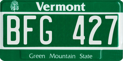 VT license plate BFG427