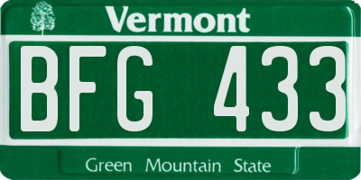 VT license plate BFG433