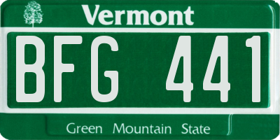 VT license plate BFG441