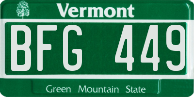 VT license plate BFG449