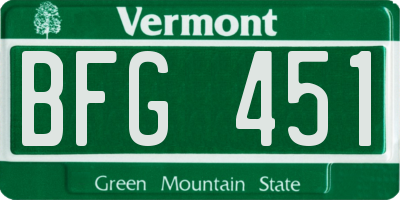 VT license plate BFG451