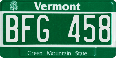 VT license plate BFG458