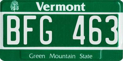 VT license plate BFG463