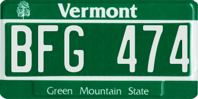 VT license plate BFG474