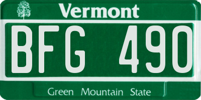 VT license plate BFG490