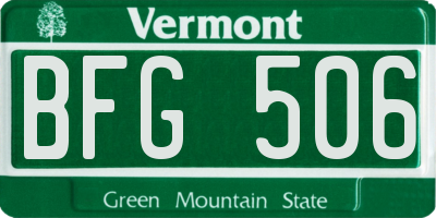 VT license plate BFG506