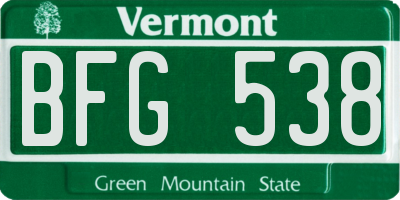 VT license plate BFG538