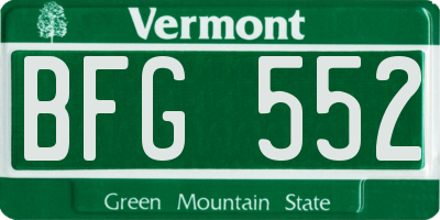 VT license plate BFG552