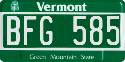 VT license plate BFG585