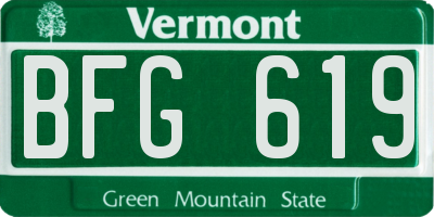 VT license plate BFG619