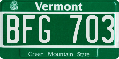 VT license plate BFG703