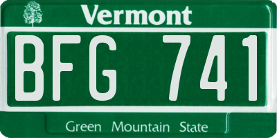 VT license plate BFG741