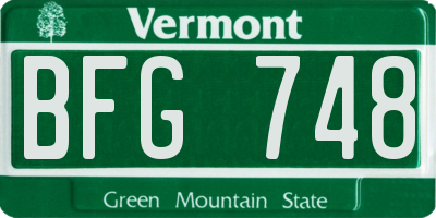 VT license plate BFG748