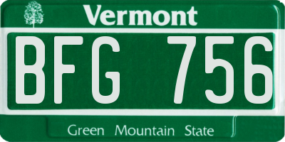VT license plate BFG756