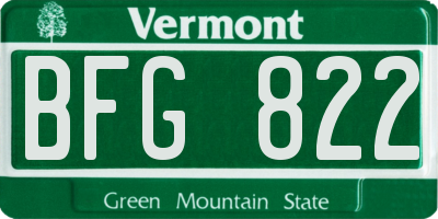 VT license plate BFG822