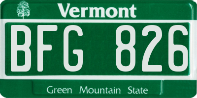 VT license plate BFG826