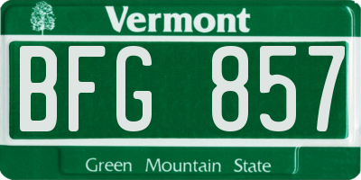 VT license plate BFG857